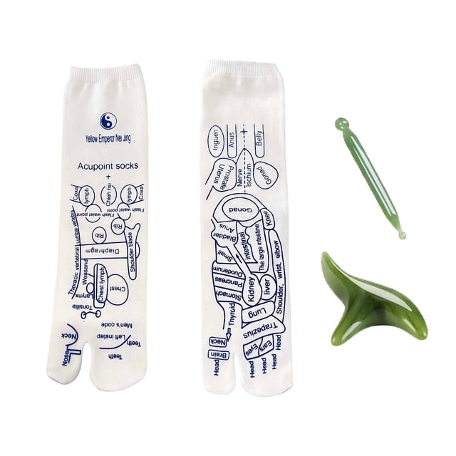 Xihbxyly Calcetines de Reflexología, Set de Masaje de Pies, Algodón de Alta Elasticidad, Kit de Acupresión, Tallas para Hombre y Mujer, Regalo para El Día Del Padre, Accesorios de Resina Natural.