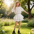 thumbnail image 2 of Summer Girls Cake Skirt Tiered Ruffle Dressy Casual Pleated A Line Shorts For Toddler Kids Apparel, 2 of 5