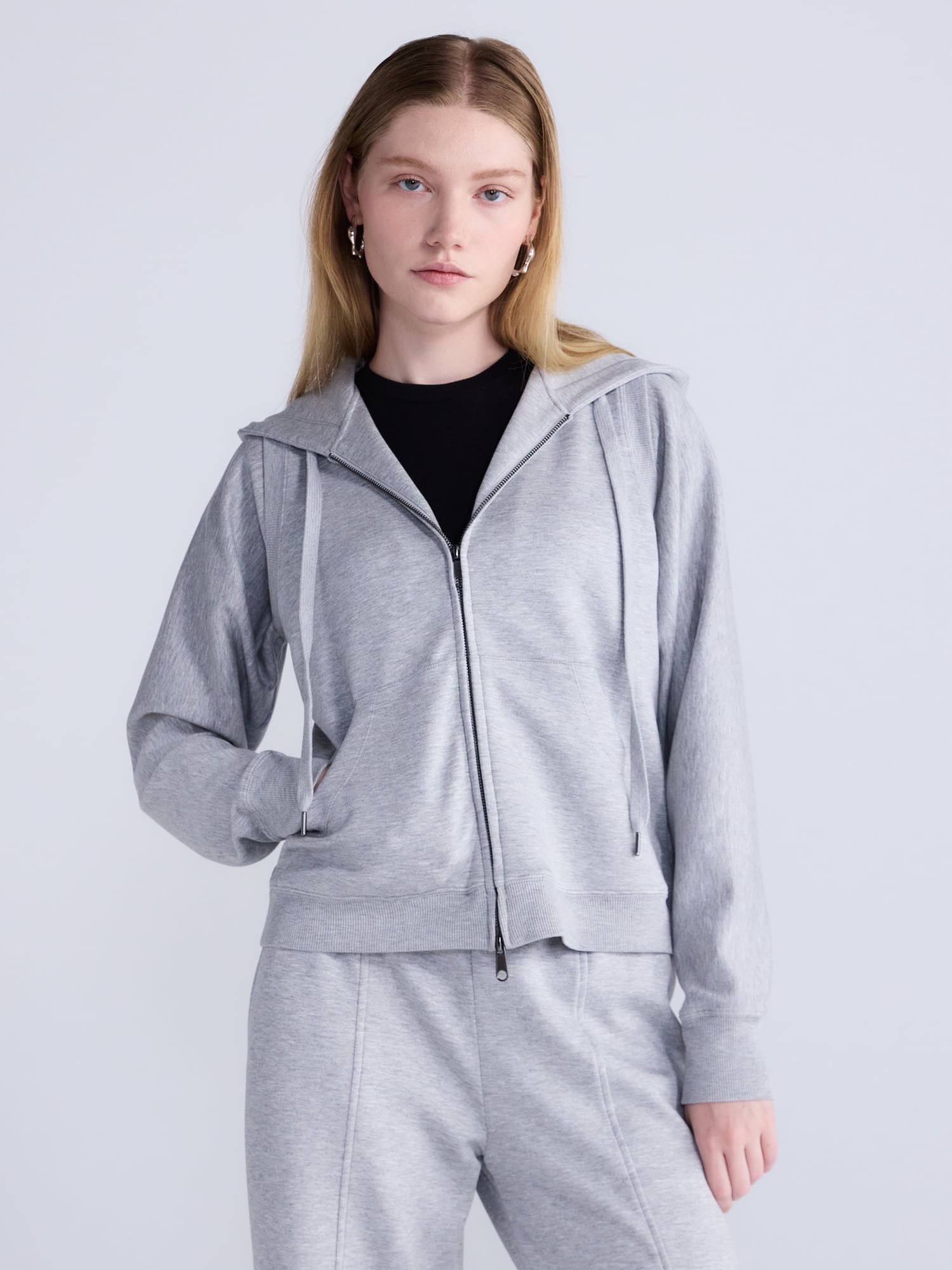 Scoop Women's Scubaknit Sleeveless Hoodie Shrug Set, 2 Piece, Sizes XS-XXL
