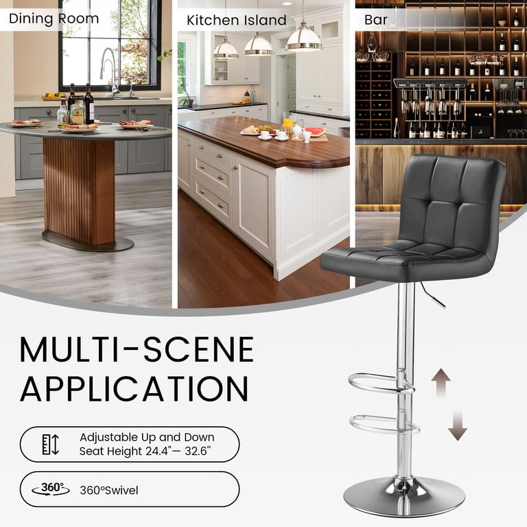 Saetsfeg Adjustable Swivel Bar Stools Set Of 2, Black photo 6
