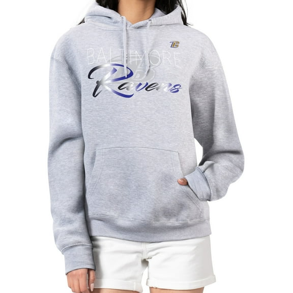 Women's G-III 4Her by Carl Banks Gray Baltimore Ravens Shadow Logo Fleece Pullover Hoodie