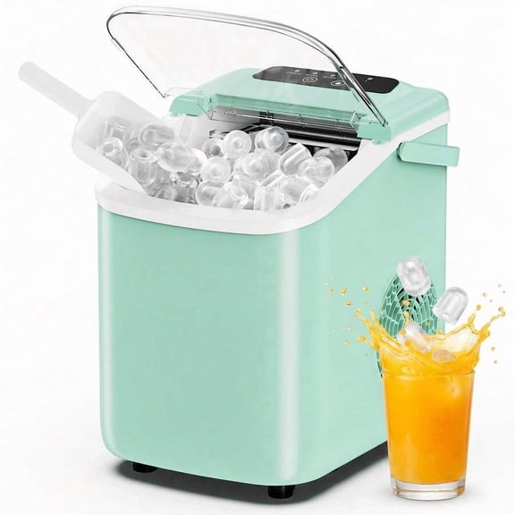 Ice Maker Countertop, Ice Machine With Portable Handle, Basket And Scoop, 26lbs Daily, 9 Bullet Cubes In 6~8 Mins, Auto-Cleaning For Home