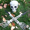 thumbnail image 5 of White Estaca de mano con calavera para Halloween, estaca de patio, cabeza de esqueleto realista, decoración de jardín, 5 of 5