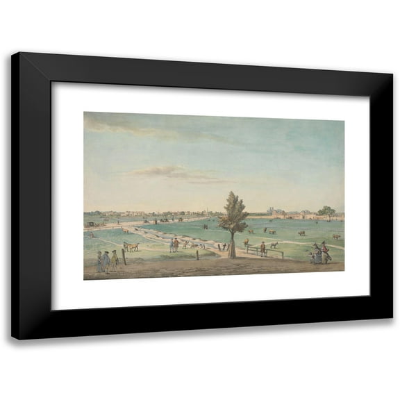 Samuel Hieronymus Grimm 14x11 Black Modern Framed Museum Art Print Titled - Kennington Common (1776)