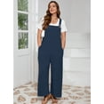 thumbnail image 6 of SHOWMALL Women’s Plus Jumpsuits Summer Boho Casual Wide Leg Overalls Navy Blue 3X Baggy Rompers with Pocket, 6 of 7