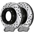 thumbnail image 1 of For 2006 2007 2008 Dodge Ram 1500 Front Drilled Slotted Rotors and Ceramic Pads, 1 of 4