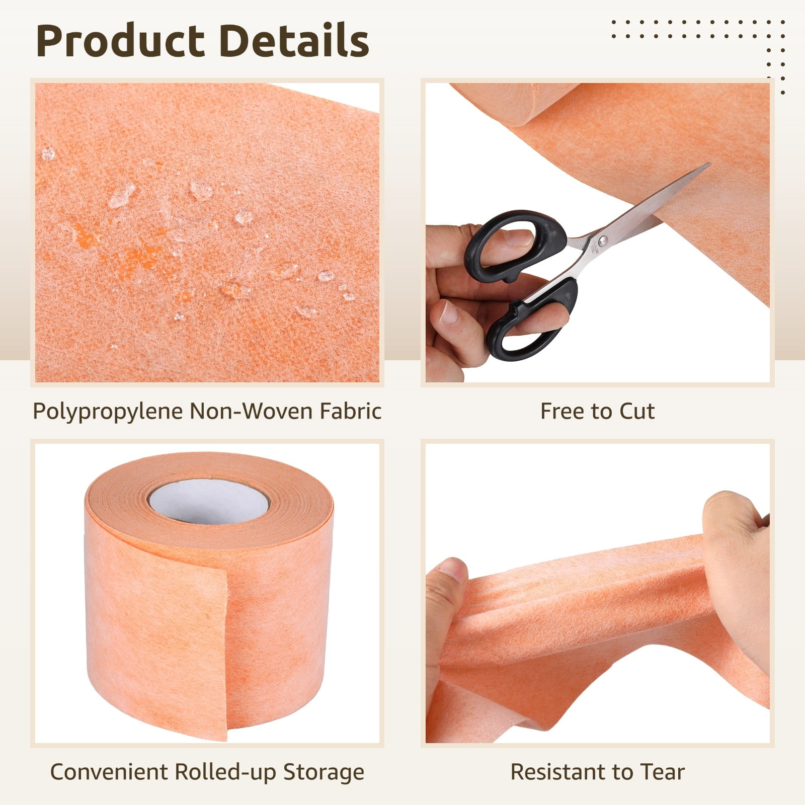 5Inch X 118 Ft Waterproofing Membrane Band for Shower,Bathroom Waterproof Tape,Non-Woven Fabric Underlayment Band Strip for Tub, Toilet, Kitchen, Pool, Laundry Room