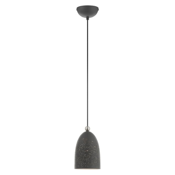 Livex Lighting  1 Light Scandinavian Gray Mini Pendant, 49107-76 - 5.5" Dia x 12" - 80" Adj. H
