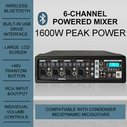 PRORECK MX10 1600W 6-Channel Powered Bluetooth Mixer with 10inch Passive Speakers PA System