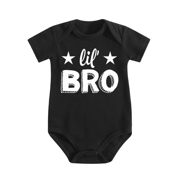 Little Brother Baby Bodysuit - Soft Cotton Newborn Romper for Baby Boys Black-style 6-9M