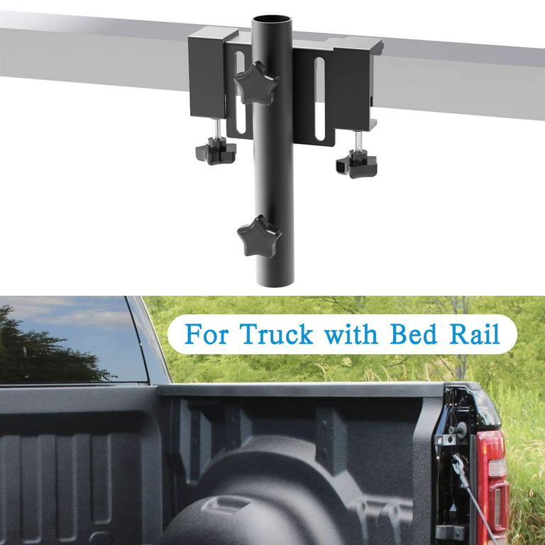 JUYEER Universal Pickup Truck Flagpole Mount in Bed, No Drilling Flag  Holder for with Bed Rail Or Without Rail, Fit Up to 1.33 Inch Pole. All