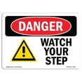 thumbnail image 1 of SignMission OS-DS-A-1218-L-2109 12 x 18 Po Signe de Danger OSHA - Surveillez Votre Pas, 1 of 1