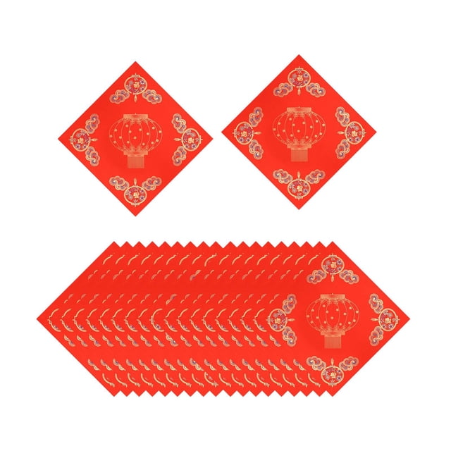 Drezz 10 Pcs Couplets du Nouvel An Chinois Rouge Xuan Doufang Papier Inscriptible Vierge Caractères Fu Papier Calligraphie Papier de Riz Rouge Couplets de Porte Adaptés pour Festival Culturel Asiatique Famille 20 Pcs 34cm