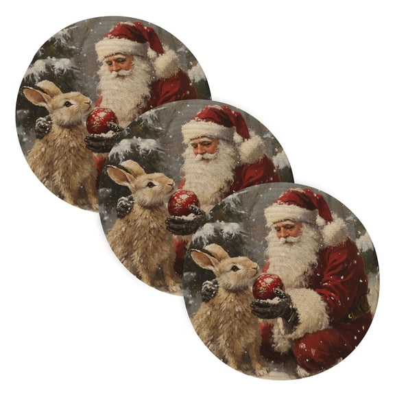 BZSMCE Mats for Pots,Pans Place Rabbit Eat Apple Simple Style Pattern Pot Mats