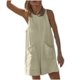 thumbnail image 2 of Babysbule 2024 Combinaison d'Été pour Femmes Col Rond Sans Manches Dos Creux Ample Jambe Grand Court Ensemble de Rue, 2 of 9