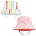 thumbnail image 2 of Hudson Baby Infant Girl 4Pc Sun Protection Hat, Flamingo Rainbow Stripe Ice Cream Dot, 12-24 Months, 2 of 3