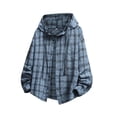 thumbnail image 2 of LEKWK Sun Shirts for Men with Hood UPF 50+ Long Sleeve Button Down Plaid Shirts Lightweight Loose Fit Quick Dry Tops Summer Fishing Hiking Outdoor Outfits, 2 of 5