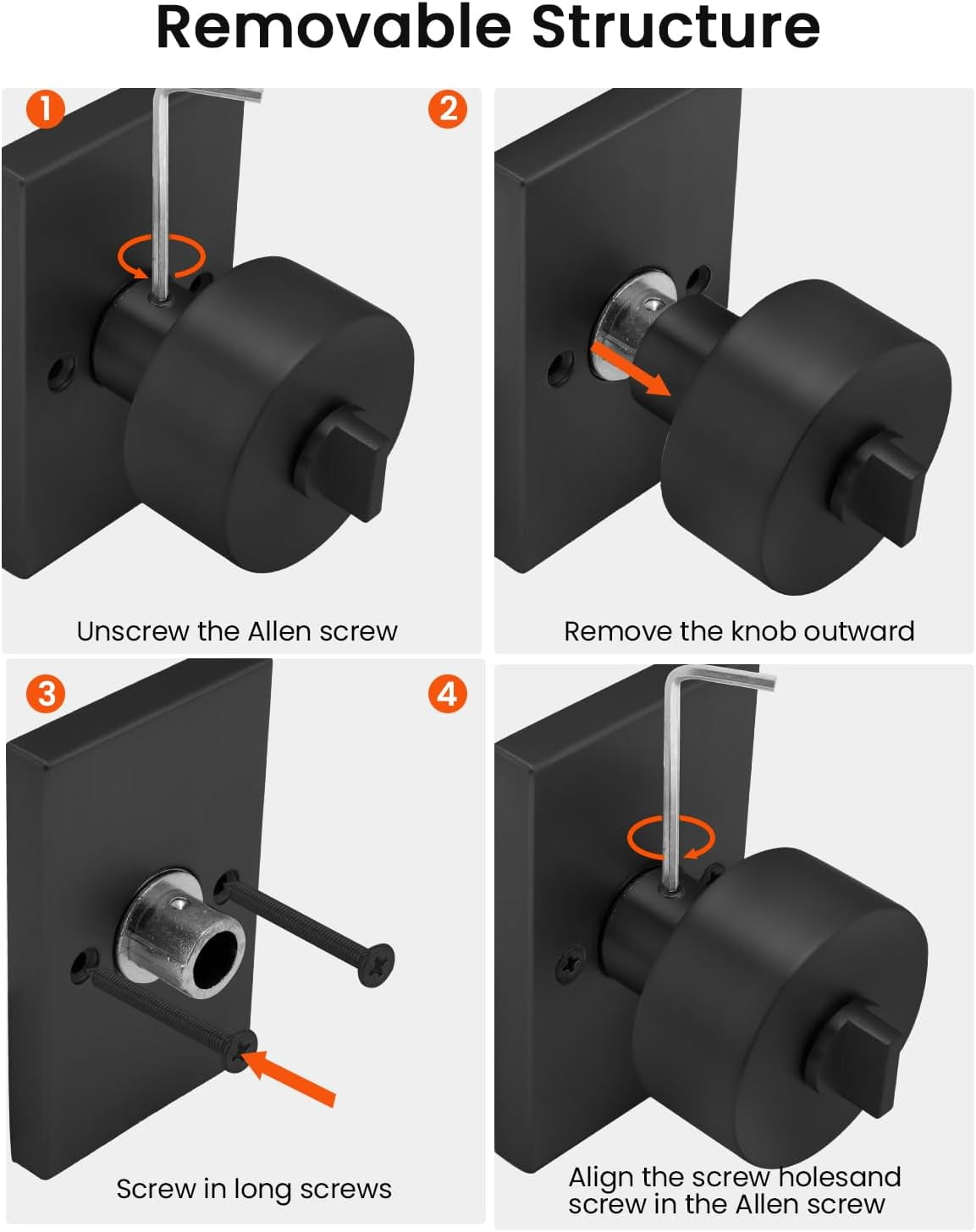 Black Door Knob with Deadbolt, Zinc Alloy Matte Black Exterior Door Lock Set, Heavy Duty Front Door Knob and Deadbolt Set with Lock and Key, Reversible Modern Secure Entry Hardware (2 Pack)