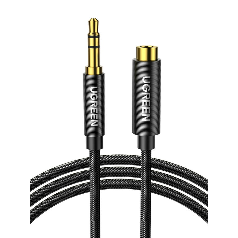 UGREEN Headphone Extension Cable, Nylon Braided Male to Female 3.5mm  Extension Cable, Multi Shielded Aux Jack Extender Gold for iPhone iPad  Tablets Media Players 6FT 