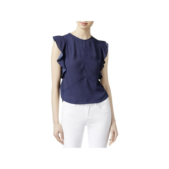 Rachel Rachel Roy Womens Pinstripe Flutter Sleeves Blouse