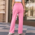 thumbnail image 5 of Inglocry Women's Wide Leg Sweatpants Warm Thermal Straight Leg Sweat Pants with Pockets Pink M, 5 of 5
