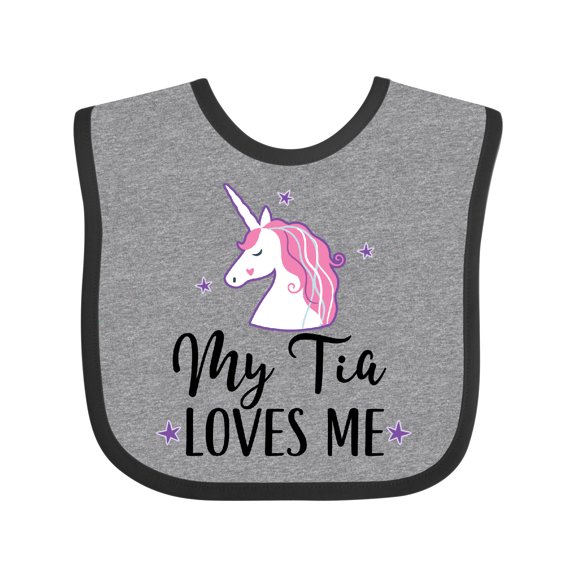 Inktastic My Tia Loves Me Unicorn Girls Baby Bib