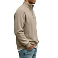 thumbnail image 4 of QSAWXQZ Men's Solid Sweatshirt Long Sleeve Quarter Zip Stand Collar Pullover Top for Spring Khaki XL, 4 of 5