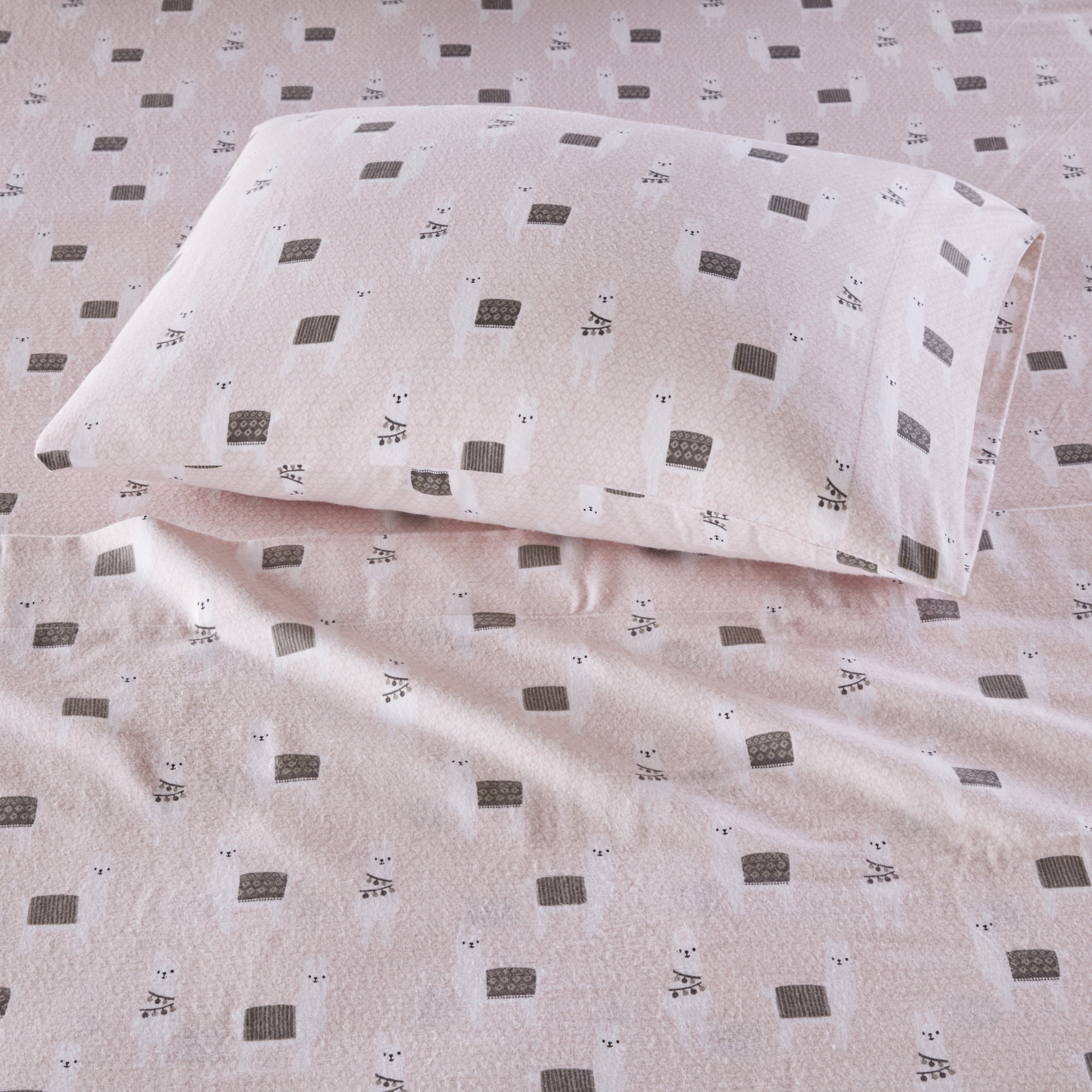 Intelligent Design Cozy Soft 90x102" Cotton Flannel Printed Sheet Set in Pink