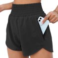 thumbnail image 1 of Pantalones cortos elásticos para mujer, pantalones cortos deportivos deportivos con bolsillo de Color puro de cintura alta, 1 of 6