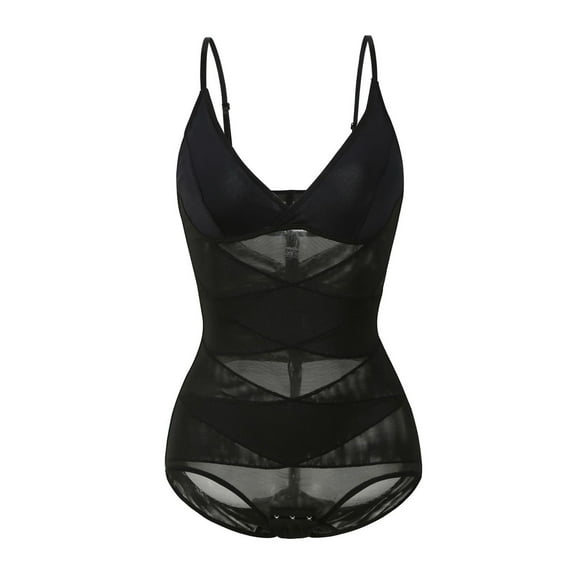 WMTBSRSW Shapewear Bodysuit for Women Tummy Control Waist Trainer Backless Body Shaper Thong Deep V-Neck Mesh Breathable Body Suit