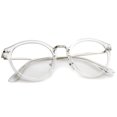 thumbnail image 5 of zeroUV Unisex Ornate Engraved Metal Nose Bridge Temple Clear Lens Round Glasses 47mm (Shiny Clear-Silver / Clear) - 47mm, 5 of 5