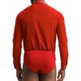 thumbnail image 2 of YiZYiF Men Latin Tango Ballet Dance Shirt Long Sleeve V Neck Ballroom Leotard Professional Dancewear Red XXL, 2 of 7