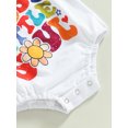 thumbnail image 7 of Wassery Baby Girls Romper Tops Floral Colorful Letter Print Short Sleeve Crew Neck Jumpsuits Toddler Summer Casual Bodysuits 0-3T, 7 of 7
