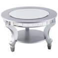 thumbnail image 1 of Bowery Hill Table Basse Ronde Miroir avec Étagère, Argent Mat, 1 of 9