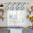 thumbnail image 2 of 2 Pack Blue Grey Valance for Window Morocco Geometric Plaid Kitchen Valance Rod Pocket Short Curtain Topper Decorative Window Treatment for Living Room Bedroom 42"x12", 2 of 8