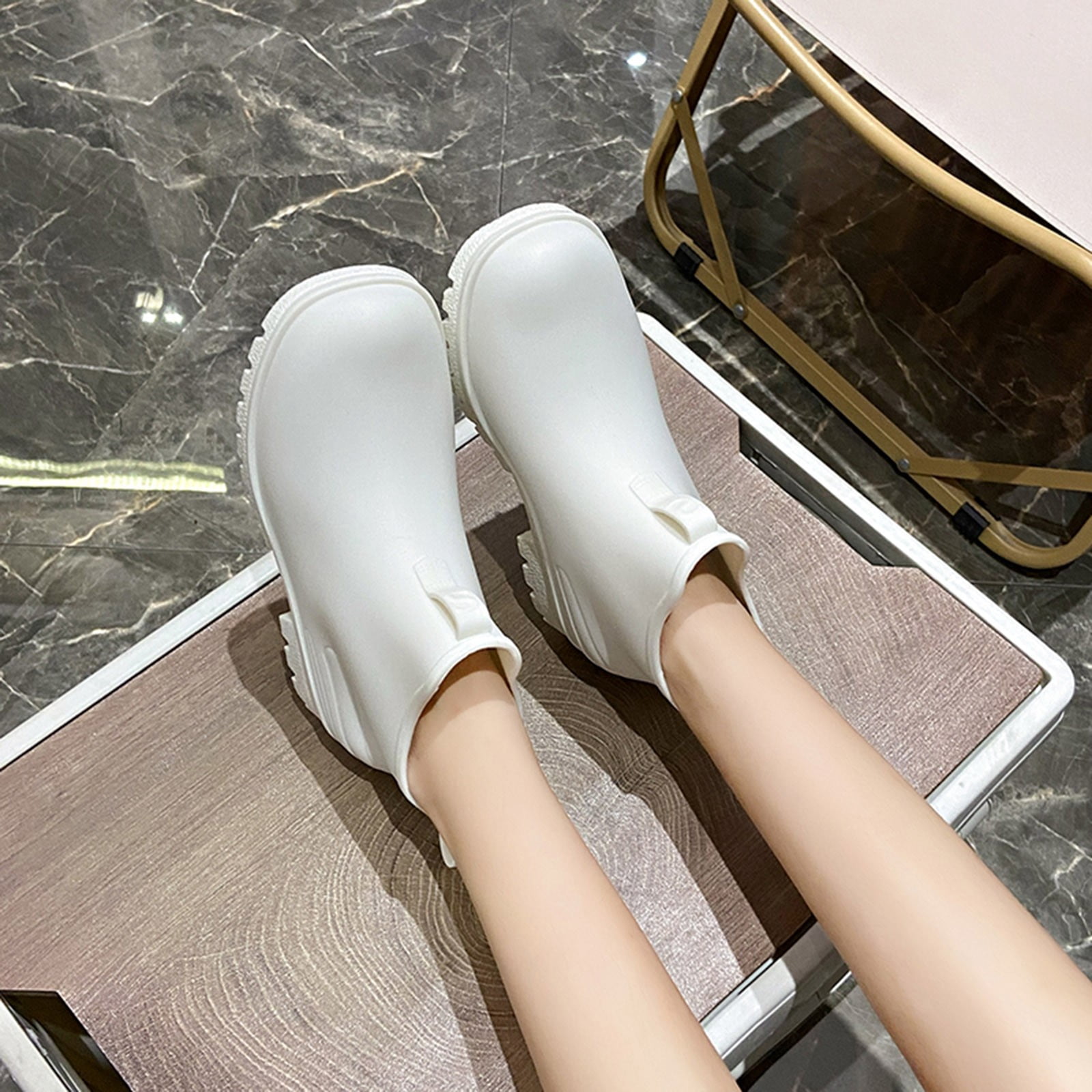 IUJSOY Short Rain Boots Women Fashion Waterproof Chelsea Boots for Women Outdoor Mud Garden Shoes