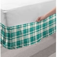 thumbnail image 2 of Teal Stripe Bed Skirt, Composition of Plaid Inspired Traditional Old School Design Overlapping Streaks, Elastic Bedskirt Dust Ruffle Wrap Around for Bedding Decor, 4 Sizes, Teal Ivory, by Ambesonne, 2 of 2