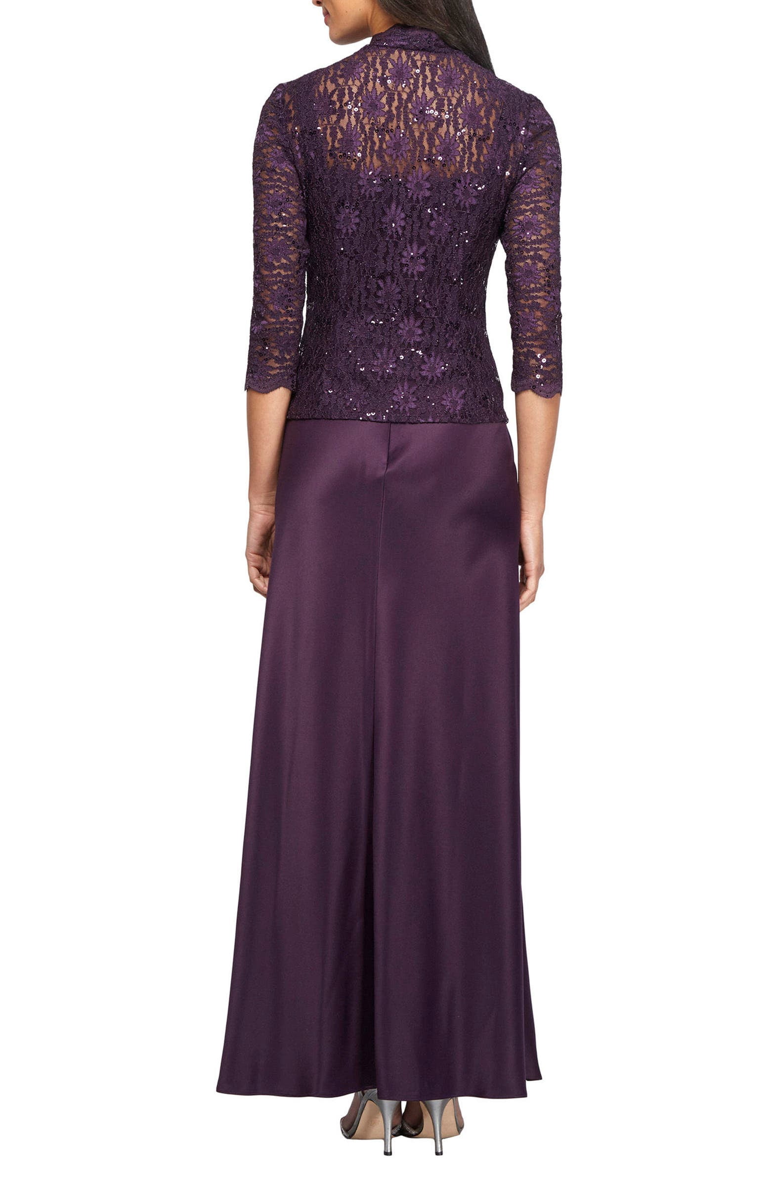 Mock Jacket Dress with Satin Skirt 