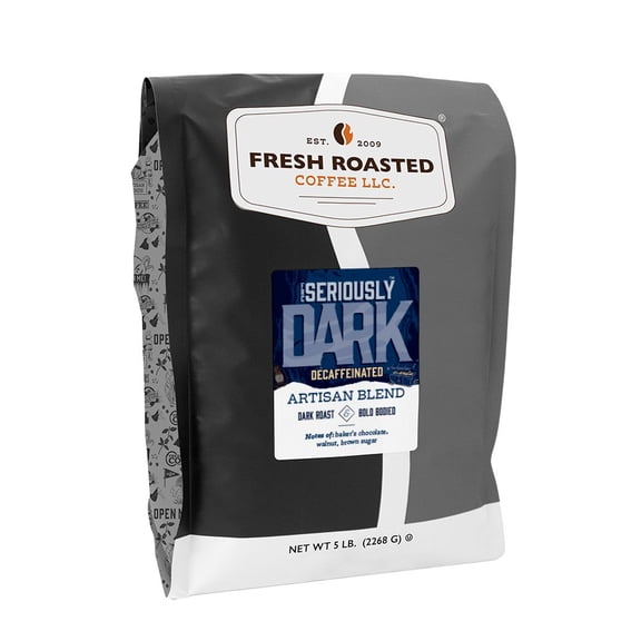 Fresh Roasted Coffee, Seriously Dark Decaf Coffee, Dark Roast, Whole Bean, 80 oz 5 lbs