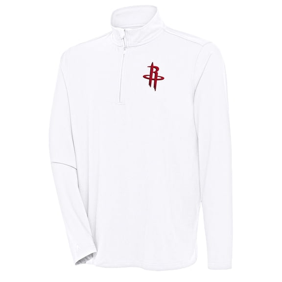 Men's Antigua White Houston Rockets Hunk Quarter-Zip Pullover Top