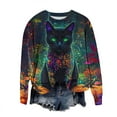 thumbnail image 5 of VKOYWKM Halloween Black Cat Graphic Sweatshirts Women Sweatshirt Crew Neck Long Sleeve Fall Pullover Tops Black Cat Halloween Sweater, 5 of 6