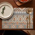 thumbnail image 5 of Orange Geometric Diamond Cross Pattern Summer Placemats Table Placemats Set Of 4-Linen Kitchen Washable Placemats Table Mats 11.8"x17.7" Non-Slip Heat Resistant, 5 of 6