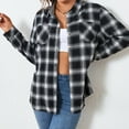 thumbnail image 2 of Arlun Plaid Flannel Long Sleeve Shirts for Women Buffalo Checkered Button down Loose Fit Blouse Tops Soft Comfy Fall Winter Stylish Outfits for Layering Black M, 2 of 5