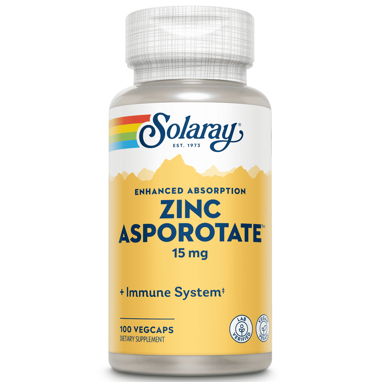 Solaray Zinc Asporotate 15mg Chelated Complex | Immune & Endocrine Support, Cell & Skin Health Formula, 100 VegCaps