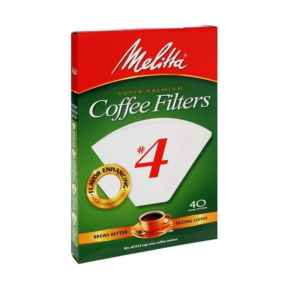 Melitta 624404 #4 White Cone Coffee Filters 40 Count