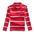 thumbnail image 2 of XASZHN Chemise à Manches Longues pour Enfants Garçons Filles Mode Décontractée Rayée Fermeture à Boutons Tissu Confortable et Doux Rouge 7-8 Ans, 2 of 4
