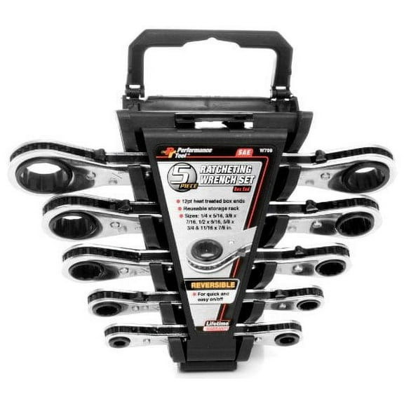 Performance Tool, SAE Ratcheting Socket Wrench Set, 5 Piece