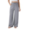 thumbnail image 3 of Women'S High Waist Drawstring Wide Leg Linen Blend Casual Pants with Pockets Gray L, 3 of 8