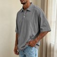 thumbnail image 6 of Fanshiluo Men's Drop Shoulder Short Sleeve Polo Shirt, Loose Casual Collared Top,Size:L,Big and Tall Men, 6 of 8