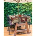 thumbnail image 3 of Outdoor Tablecloth with Umbrella Hole for Patio/Picnic/Party/Camping, Texas Star Farm Waterproof Table Cloth Rectangle Table Cover Washable, Country Wood Grain Vintage Western 60"x 102", 3 of 7